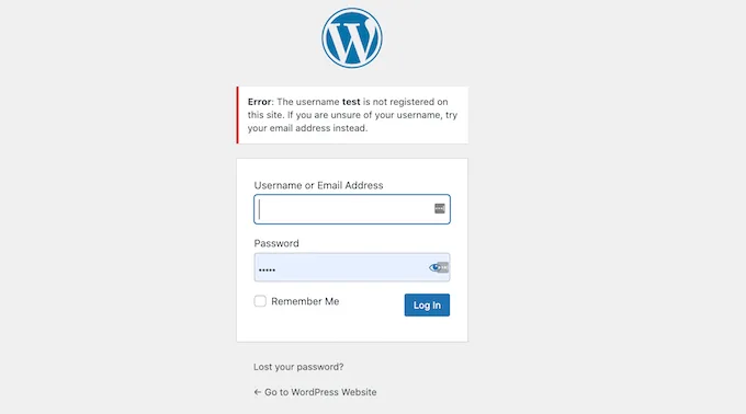 Change default error message on login